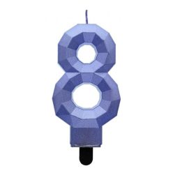   Numere Diamond Metallic Lumânare albastră numărul 8, lumânare de tort