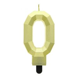   Numere Diamond Metallic Lumânare Aurie cu Numărul 0, Lumânare de Tort