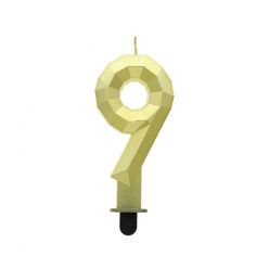   Numere Diamond Metallic Lumânare aurie numărul 9, lumânare pentru tort