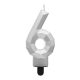 Numere Diamond Metallic Lumânare argintie numărul 6, lumânare de tort