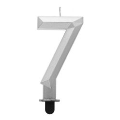   Numere Diamond Metallic Lumânare argintie numărul 7, lumânare pentru tort