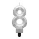 Numere Diamond Metallic Lumânare argintie cifra 8