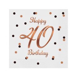   La mulți ani B&C White Happy Birthday 40 Șervețel Pachet de 20 33x33 cm