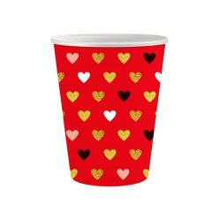 Iubire XOXO Red set de 6 pahare de hârtie, 250 ml
