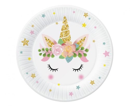 Unicorn Star farfurie de hârtie set de 6 bucăți, 18 cm