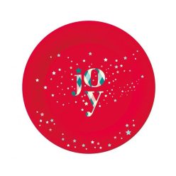 Crăciun Red Joy i farfurie de hârtie 6 buc 18 cm