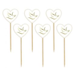   Iubire Dove Set de 6 bețișoare decorative în formă de inimă