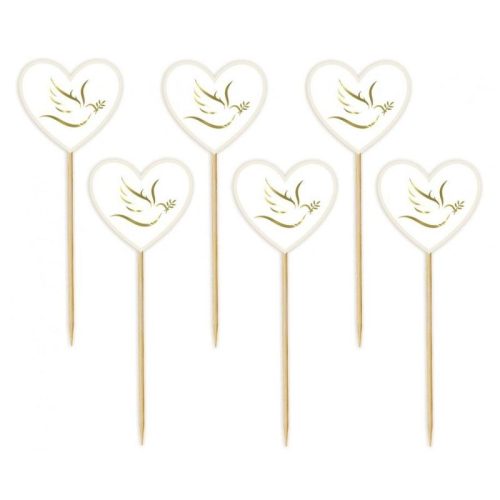 Iubire Dove Set de 6 bețișoare decorative în formă de inimă