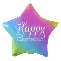   La mulți ani Rainbow  Balon staniol stea Curcubeu Happy Birthday 44 cm