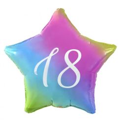   La mulți ani Rainbow  Balon folie curcubeu Happy Birthday 18 stele 44 cm