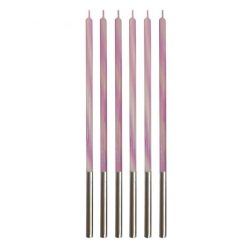 Colorat Candy Pink Set lumânări de tort roz, 6 buc