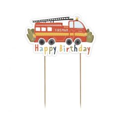 Pompier Fireman Decorațiune de tort Happy Birthday 13 cm