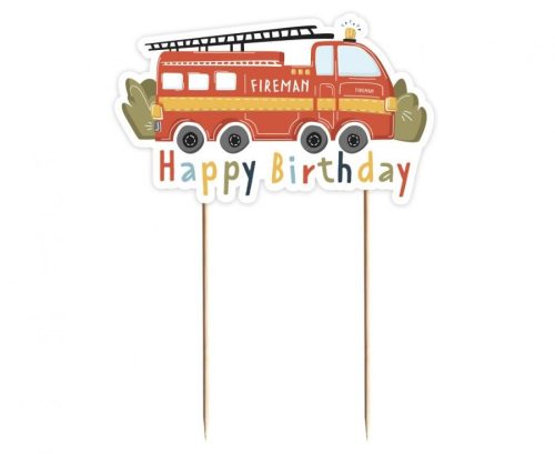Pompier Fireman Decorațiune de tort Happy Birthday 13 cm