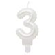 Numere Pearly Lumanare cifra 3 alba, lumanare tort