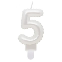 Numere Pearly Lumânare albă număr 5, lumânare de tort
