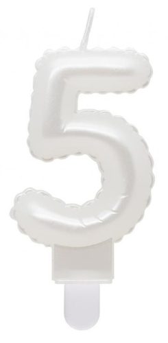 Numere Pearly Lumânare albă număr 5, lumânare de tort