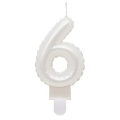 Numere Pearly Lumânare Albă Numărul 6 pentru Tort