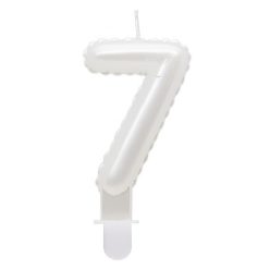 Numere Pearly Lumânare albă numărul 7, lumânare de tort