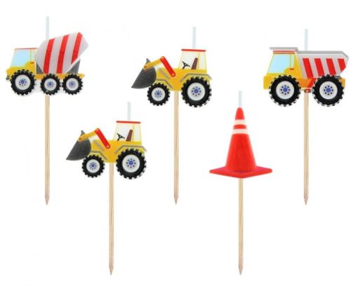Vehicul Building Blocks Set de lumânări de construcție pentru tort, set de 5
