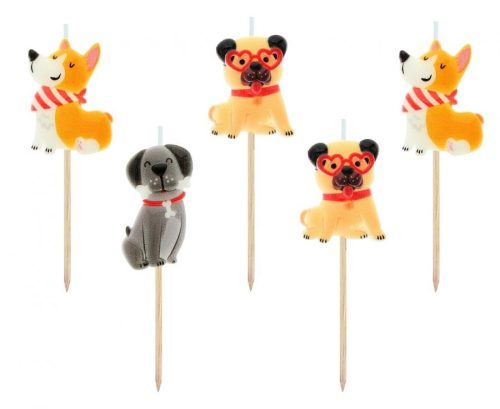 Animale Corgi Lumânare de tort cu câine, set de lumânări 5 bucăți