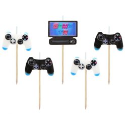 Gamer Game Lumânare de tort de joc, set de lumânări 5 buc