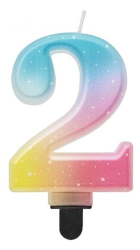 Numere Pastel Ombre Lumânare colorată cu numărul 2, lumânare pentru tort