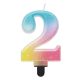 Numere Pastel Ombre Lumânare colorată cu numărul 2, lumânare pentru tort