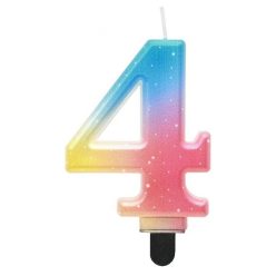   Numere Pastel Ombre Lumânare colorată cu numărul 4, lumânare pentru tort