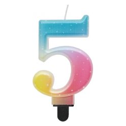  Numere Pastel Ombre Lumânare colorată numărul 5, lumânare aniversară
