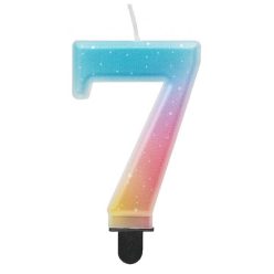   Numere Pastel Ombre Lumânare colorată cu cifra 7, lumânare pentru tort
