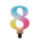 Numere Pastel Ombre Lumânare colorată cu numărul 8, lumânare de tort
