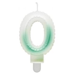 Numere Ombre Lumânare cifră 0 Alb-Verde, lumânare de tort