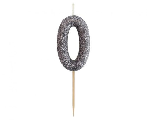 Numere Glitter Black, Lumânare cifră neagră, lumânare aniversară 0