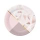 Colorat Rose Chic Farfurie de hârtie roz 6 bucăți 18 cm