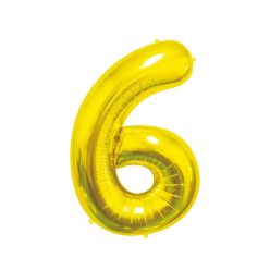 Numere Gold, Balon folie cu numărul 6 aur 85 cm
