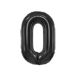   Numere B&C Matt Black Balon din folie neagră cu numărul 0, 85 cm