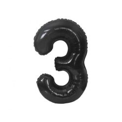 Numere B&C Matt Black Balon folie negru numărul 3 85 cm