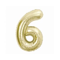   Numere B&C Champagne Balon din folie cifra 6 de culoare șampanie 85 cm