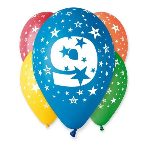 La mulți ani Happy Birthday 9 Star balon, 5 buc 12 inch (30cm)