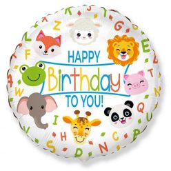   La mulți ani Animals Balon Foil Happy Birthday Animale 48 cm