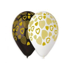   Iubire Golden Hearts, Balon în formă de inimă, set de 5 bucăți, 13 inch (33 cm)