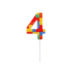 Colorat Pick Blocks Lumânare de tort cu cifra 4