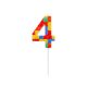 Colorat Pick Blocks Lumânare de tort cu cifra 4