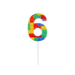   Colorat Pick Blocks Lumânare de tort bloc de construcție, lumânare cifră 6