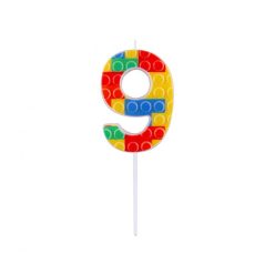   Colorat Pick Blocks Lumânare de tip cub nr. 9, lumânare cifră