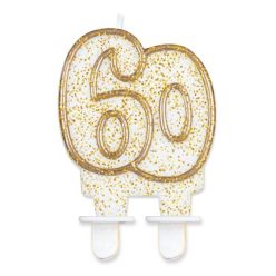 Colorat Gold Lumânare cu sclipici auriu, 60