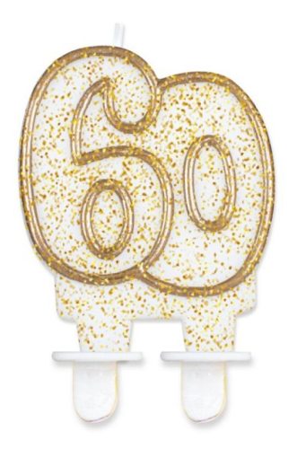 Colorat Gold Lumânare cu sclipici auriu, 60