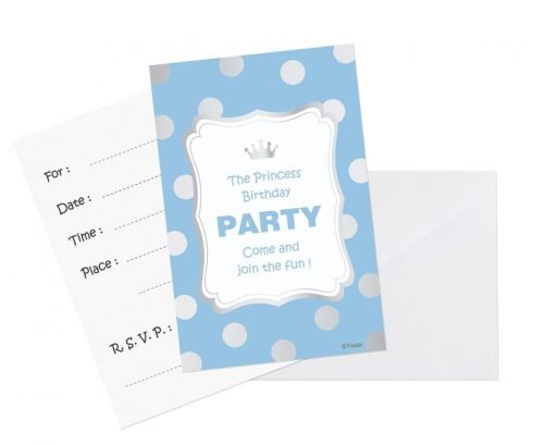 Colorat Silver Dots Invitație albastră 6 buc