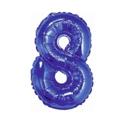   Numere Albastru, Balon mini din folie număr 8 albastru 35 cm