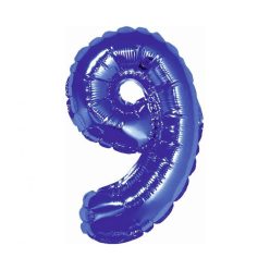 Numere Blue, Albastru numărul 9 mini balon din folie 35 cm